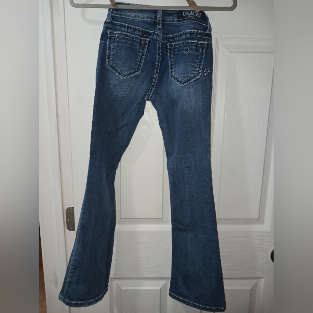 Grace bootcut girl jean with stars on front